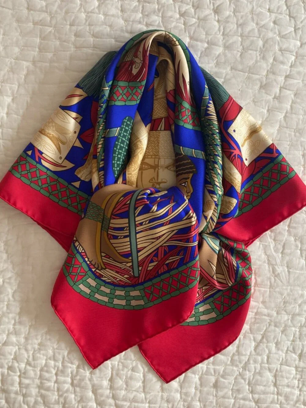 Vintage Hermes Tresor Royal du Benin Silk Scarf